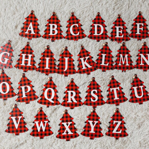 Christmas Stockings White Festive Fun Holiday Decor Personalized with Wood Tag - Picture 5 of 6